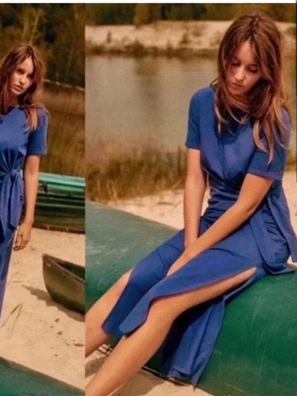 Sezane Pippa Midi Dress In Blue Size S - Picture 2 of 11